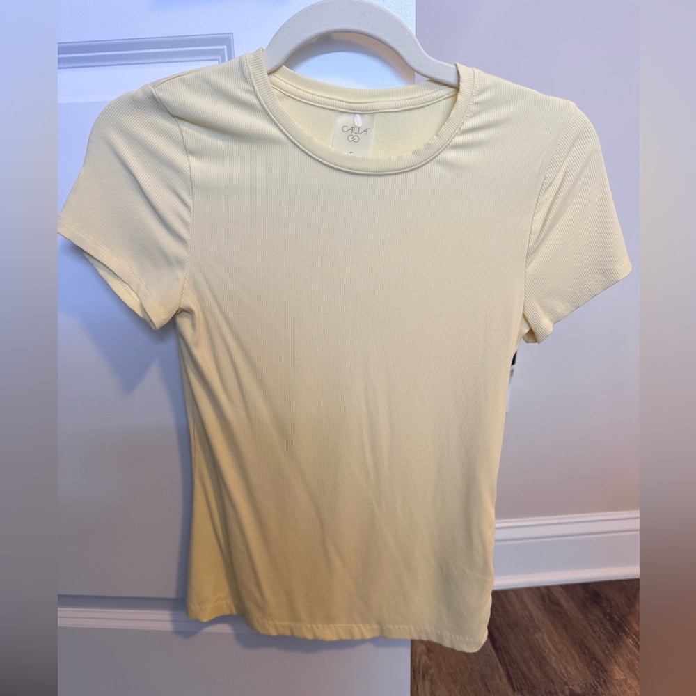 CALIA, Everyday Rib SS Tee, Panna Cotta, Small: Super Soft Fabric - Picture 4 of 6